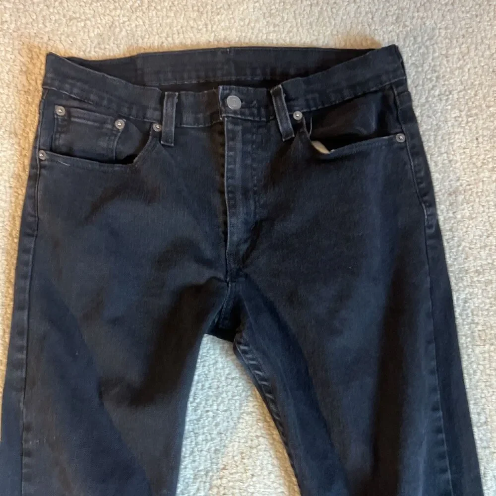 Levis Black Denim Skinny Tapered 5 Pocket Jeans | Men's 33Wx31L